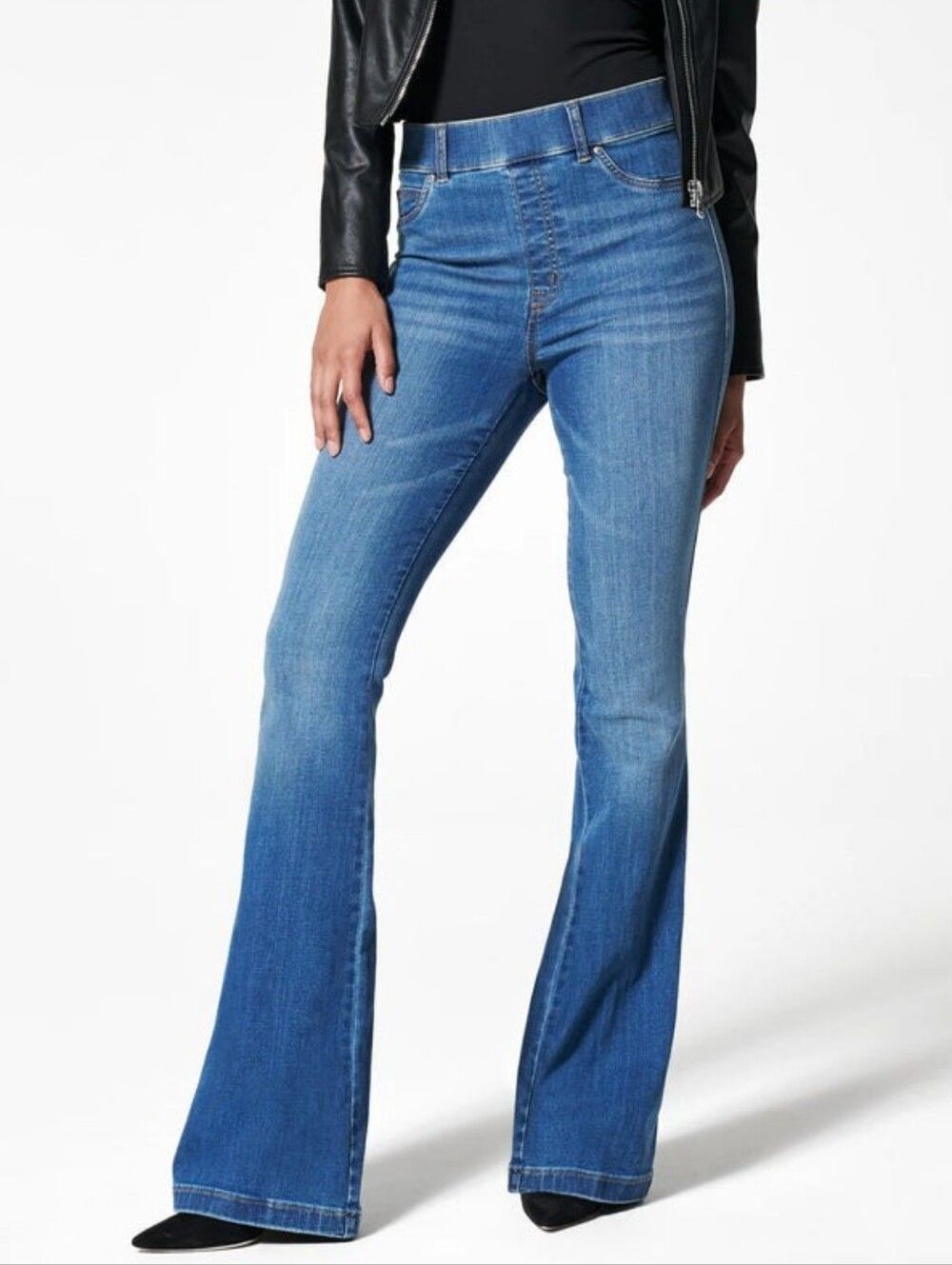SPANX Womens Vintage Indigo Blue High Rise 70s Flare Jeans Size Large